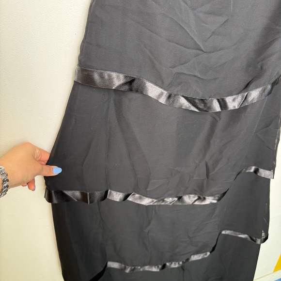 Christina Wu House of Wu Black Tiered Strapless Evening Gown Satin Trim 8 - Picture 5 of 7